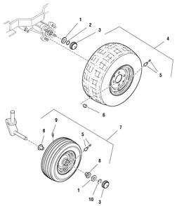 Wheels And Tires Group Diagram and Parts List for 2690429-107277740-ZT7000 2005 Briggs and Stratton Lawn Tractor Accessories